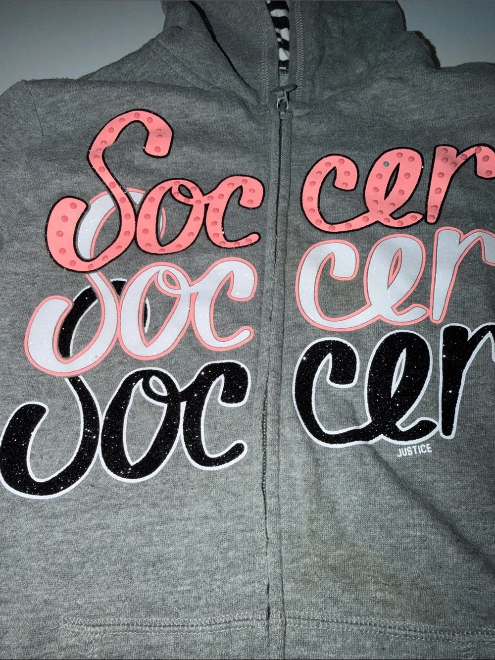 Justice soccer zip up hoodie